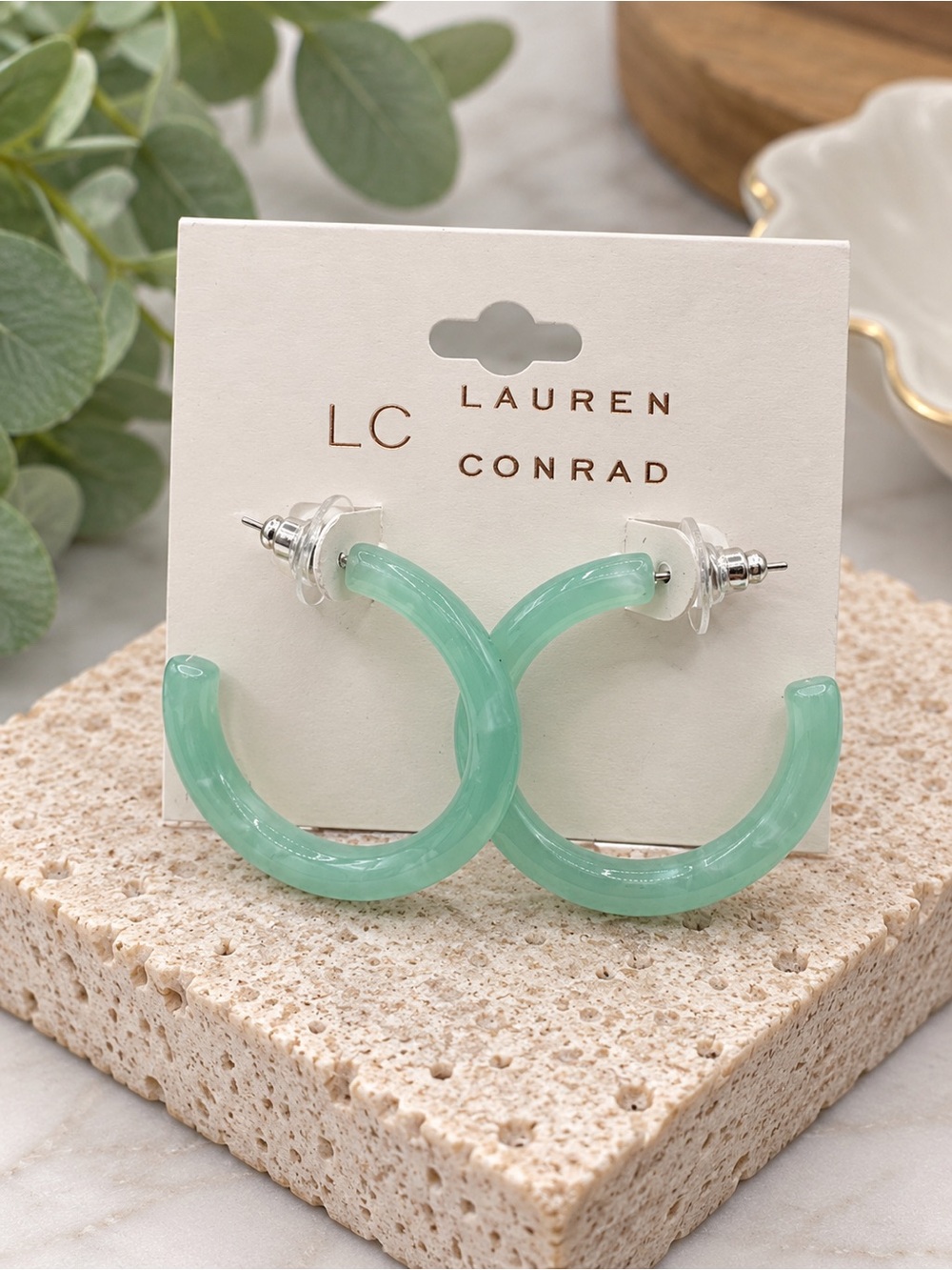6/$25 - LC Lauren Conrad Mint Green Hoop Earrings (BR 777/3)